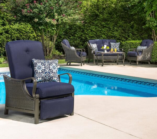 Hanover Ventura Brown Wicker Outdoor Recliner Chair with Cushions and Accent Pillow, Luxury All-Weather Outdoor Patio Recliner Chair with Rust Resistant Steel Frames for Deck, Backyard, Pool Side - Image 4