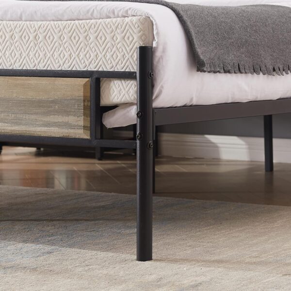 VECELO Queen Size Bed Frames with Wood Headboard,Strong Metal Slats Support for Platform,No Box Spring Needed,Easy Assembly,Slate Grey - Image 7