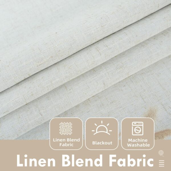 DriftAway Double Layer Linen Blackout Tie Up Curtains Thermal Insulated Fully Lined Balloon Roman Shade Bathroom Window Adjustable Rod Pocket for Small Window 25 Inch by 47 Inch Light Linen - Image 3