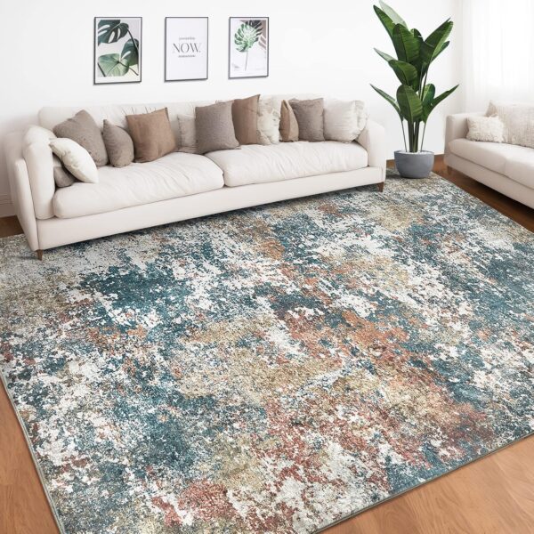 Area Rug Living Room Rugs: 8x10 Indoor Soft Fluffy Rug Abstract Carpet for Bedroom Kitchen Dining Room Floor Washable Plush Throw Large Accent Rug Home Office Nursery Decor - Multi - Image 4