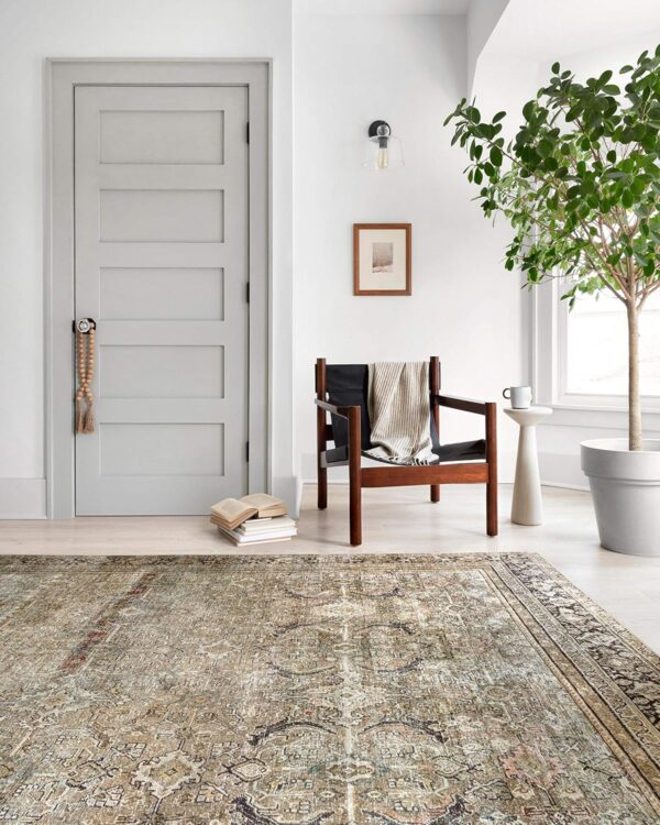 Loloi LAYLA Collection, LAY-03, Olive / Charcoal, 9'-0" x 12'-0", .13" Thick, Area Rug, Soft, Durable, Vintage Inspired, Distressed, Low Pile, Non-Shedding, Easy Clean, Printed, Living Room Rug - Image 5
