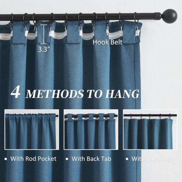 KEQIAOSUOCAI Short Blackout Curtains Denim Blue - 45 Inch Windwo Blinds & Shades for RV, Narrow Wide Draperies for Bathroom Boys Nursery Bedroom W34 x L45 Back Tab Loop Pocket, 2 Panels Set - Image 3