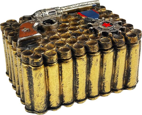 Urbalabs Small Bullet Shell Casing Stash Box Change Dish Jewelry Box Ammo Design Living Room Home Coffee Table Accessories House Warming Presents and Hunting Country Decor Bullet Art