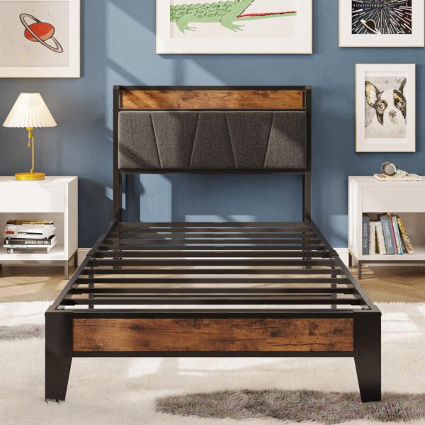 LIKIMIO Twin XL Bed Frames, Storage Headboard with Charging Station, Solid and Stable, Noise Free, No Box Spring Needed, Easy Assembly - Image 7