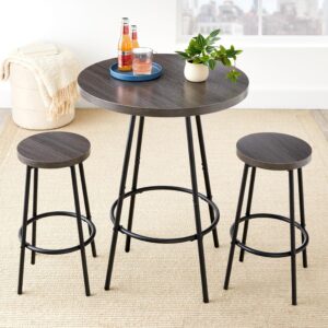 Best Choice Products Bistro Dining Set 3 Piece, Modern Round Counter Height Pub Table, Compact High Top with Bar Stools Pub Dining Set for Kitchen, Breakfast Room - Black