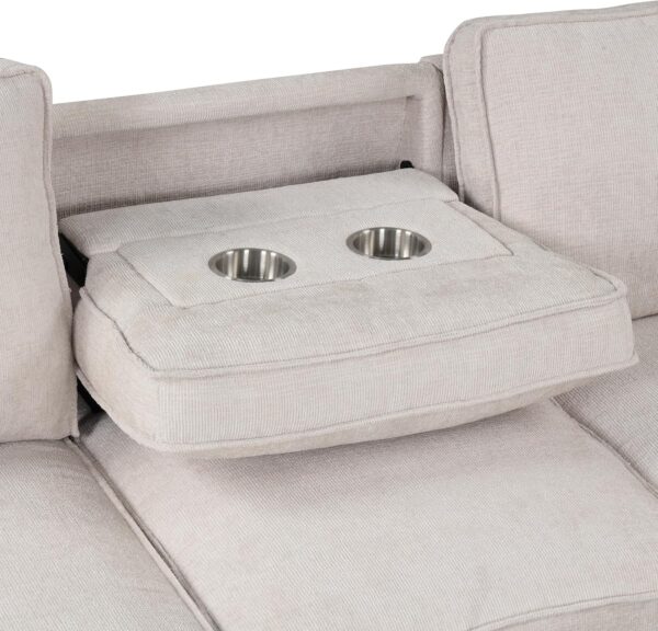 LUMISOL 89" Convertible Sectional Sofa Couch with Pull Out Bed, Sleeper Sofa Bed with Storage Chaise, 2 USB Ports and 2 Cup Holders for Living Room, Small Apartment, Beige - Image 6