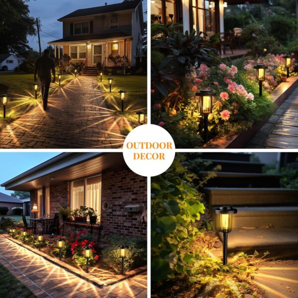 GIGALUMI Solar Pathway Lights, 8 Pack Garden Solar Outdoor Lights, IP65 Waterproof Landscape Lighting for Yard and Walkway, Solar Powered Garden Decor for Outside Patio Porch, Warm White - Image 2