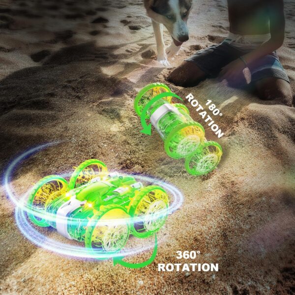 Amphibious Remote Control Car Boat, 4WD Gesture RC Car with Lights, 2.4GHz Waterproof Monster Truck Stunt Rc Crawler, All Terrain Pool Toy Water Toy for Kids Ages 6 7 8 9 10-12 Boys - Image 2