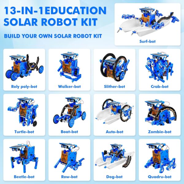STEM 13-in-1 Education Solar Power Robots Toys for Boys Age 8-12, Educational Toy Science Kits for Kids, Building Experiment Robotics Set STEM Project Gifts for 8 9 10 11 12 Years Old Boy Girls Teens - Image 3