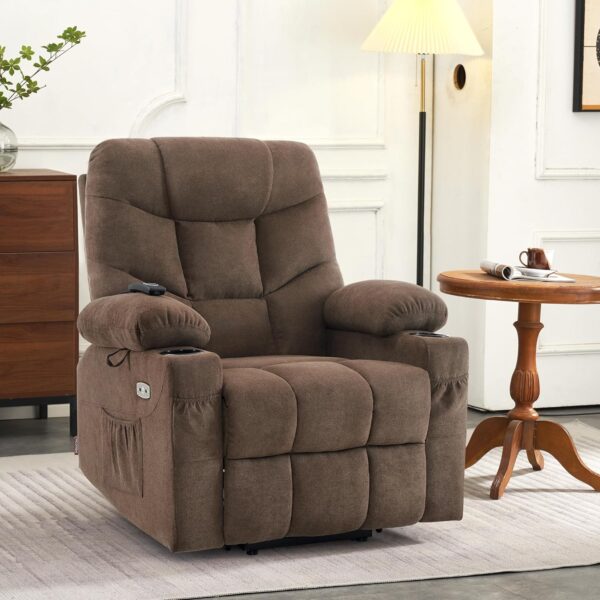 MCombo Power Lift Recliner Chair with Extended Footrest for Elderly People, Fabric 7287 (Brown, Medium-Regular) - Image 2