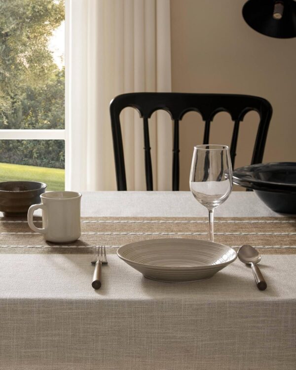 ZeeMart Rustic Cotton Linen Table Cloth Rectangle Table Cloths 60x84 Inch Brown, Farmhouse Style Heavy Weight Contrast Neutral Tablecloth, Water Resistant Burlap Tablecloths - Image 4