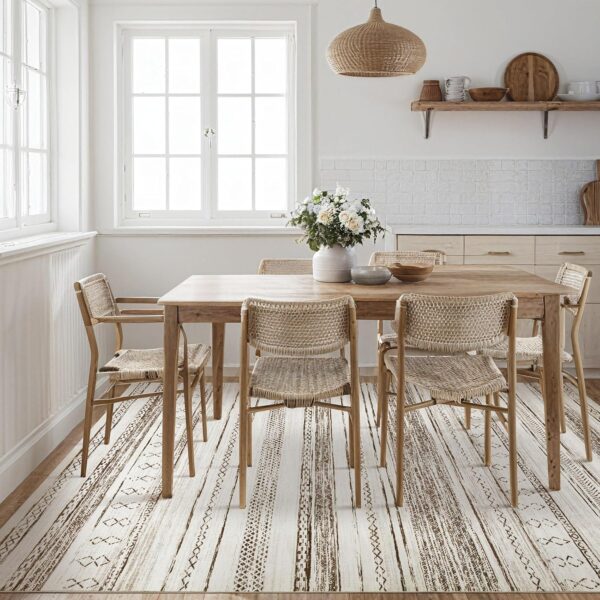 Area Rug Living Room Rugs - 5x7 Washable Large Soft Neutral Boho Moroccan Bohemian Farmhouse Rug Indoor Floor Carpet for Bedroom Under Dining Table Home Office Decor - Cream Brown - Image 7