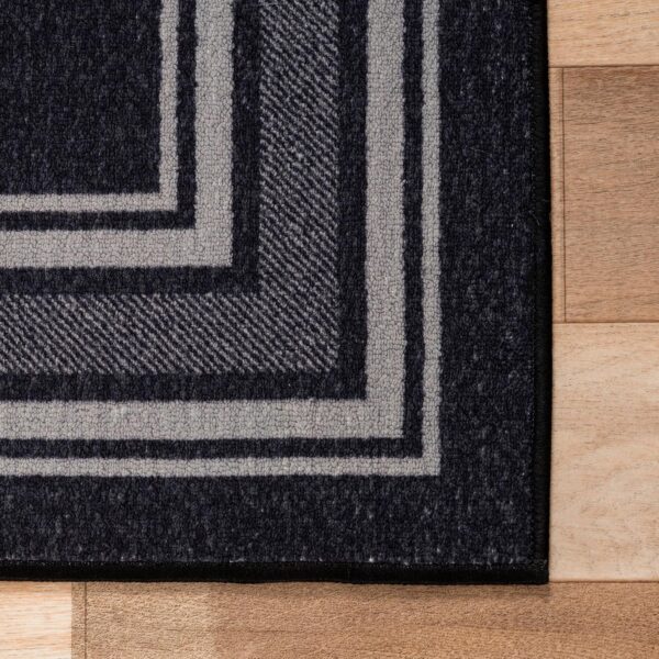Modern Bordered Non Slip Indoor Rugs for Living Room 5x7 Area Rugs for Kitchen, Rug for Bedroom, and Hallway, Stain Resistant Easy Cleaning Non Shedding Black 5 x 7 - Image 3