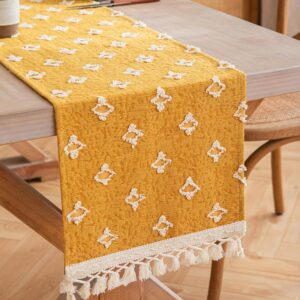 Fall Table Runner Yellow, Autumn Thanksgiving Kitchen Dining Fall Runner for Table, Fall Decorations for Home Table Runners 108 inches Long