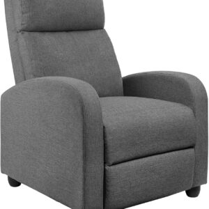 JUMMICO Recliner Chair Adjustable Home Theater Single Recliner Sofa Furniture with Thick Seat Cushion and Backrest Modern Living Room Recliners (Fabric, Aurora Grey)