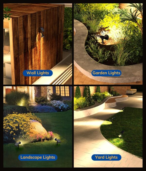 Solar Spot Lights for Outside, 27 LED Outdoor Solar Lights for Yard, 4 Pack Solar Spotlights Waterproof Auto On/Off for Landscape, Wall, Garden, Pool, Tree, Pathway and Driveway(Warm White) - Image 7