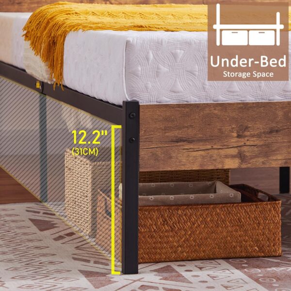 VECELO Full Size Platform Bed Frame with Wood Headboard, Solid and Strong Metal Support, No Box Spring Needed - Image 5