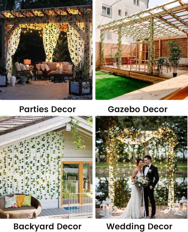 JACKYLED 84Ft 12 Pack Artificial Ivy Garland Fake Plants, Ivy Vines Leaves with CE Certified 80 LED String Lights, Hanging Ivy Lights for Bedroom Garden Party Wall Room Decor - Image 6