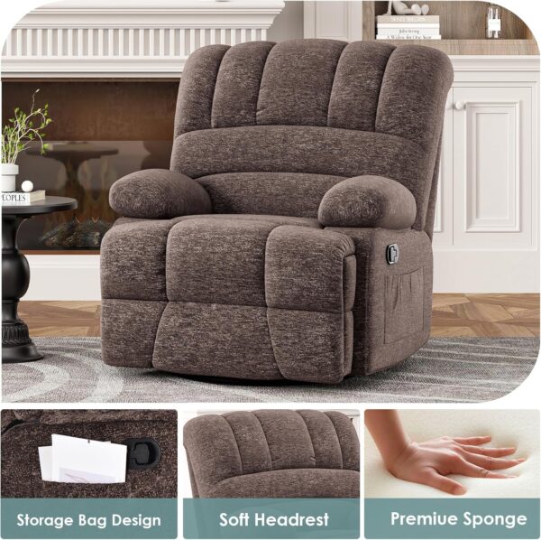 Oversized Swivel Rocker Recliner Chair for Living Room for Adults - Image 4