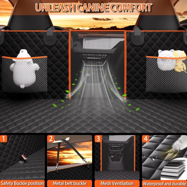 Back Seat Extender for Dogs,Dog Hammock for Car Back seat,Dog Car Seat Cover with Hard Bottom Dog Car Seat Bed Waterproof,Supports 330lb with Mesh Window and Storage Pocket for Car, SUV,Truck - Image 4