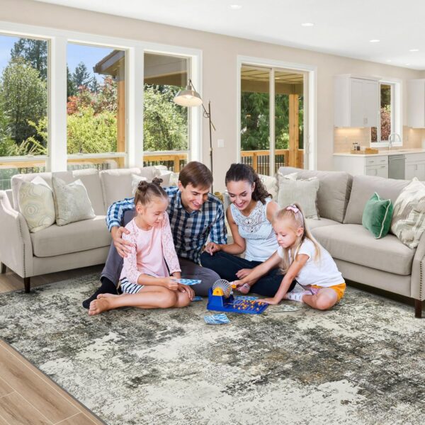 Area Rug Living Room Rugs: 5x7 Washable Rug with Anti-Slip Backing Non-Shedding Stain-Resistant Foldable Modern Abstract Carpet for Bedroom Dining Room Nursery Home Office (Gray) - Image 7