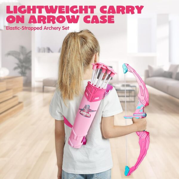 JOYIN Pink Bow and Arrow Set for Girls, LED Light Up Archery Toy Set with 9 Suction Cup Arrows, Target & Arrow Case, Christmas Indoor Outdoor Activity Toy for Kids Girls Ages 3-12 - Image 6