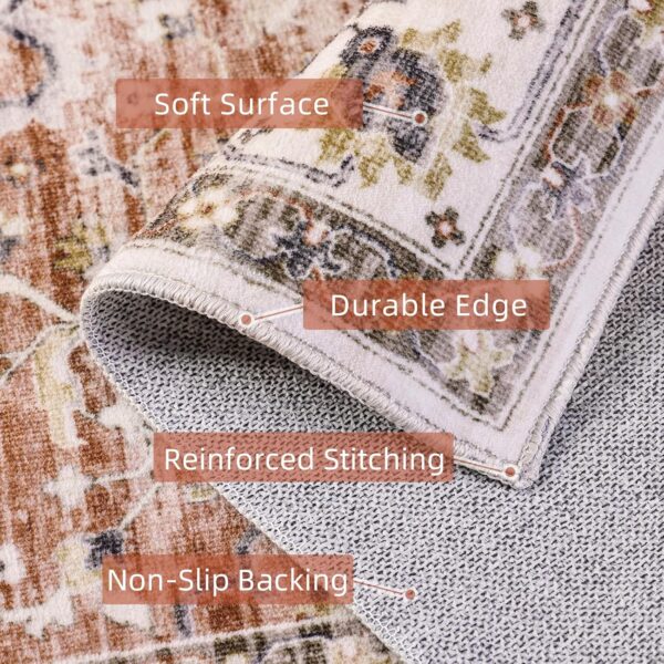 Deerly Large 5x8 Rugs for Dining Room Machine Washable Rugs Boho 5x8 Rug for Living Room Carpet Non-Slip Family & Pet Friendly Area Rugs Print Floor Rug(Border Brick Red 5x8ft) - Image 4