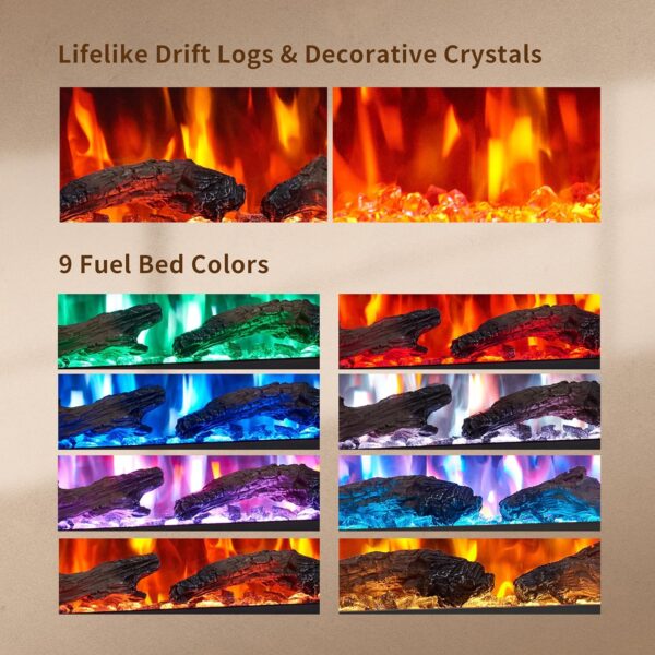 PuraFlame Herman 50 Inch Smart Linear Electric Fireplace - Premium Flame with 9 Colors, Clean Design, Recessed in-Wall or Wall-Mount or Free Standing, Compatible with Alexa and Google Assistant - Image 4