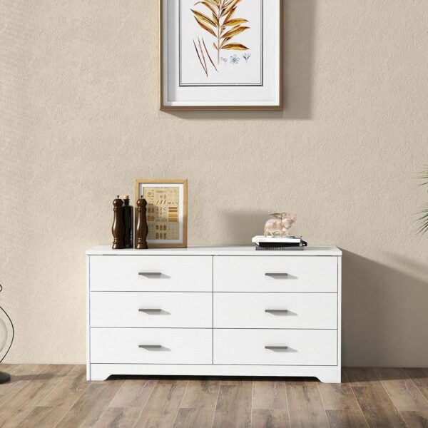 Panana Dresser for Bedroom with 5/6 Drawers, Wooden Chest of Drawers, Storage Organizer Unit Dressers for Bedroom, Living Room, Hallway, Nursery (White, 6 Drawer) - Image 5