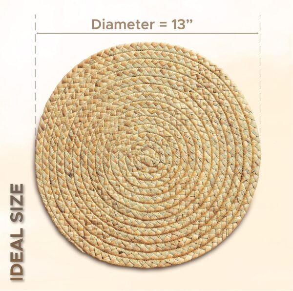 BLUEWEST Woven Placemats, 13" Round Placemats Rattan Placemats, Wicker Water Hyacinth Placemats, Braided Placemats Set, Heat Resistant/Anti-Slip/Durable for Dinner Plate, Dining Table (6, 13 inch) - Image 3