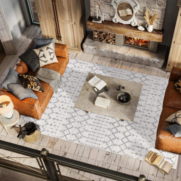 JONATHAN Y MOH101B-8 Moroccan Hype Boho Vintage Diamond 8 ft. x 10 ft. Area-Rug, Bohemian, Southwestern, Casual, Transitional, Pet Friendly, Non Shedding, Stain Resistant, Easy-Cleaning, Cream/Gray - Image 5