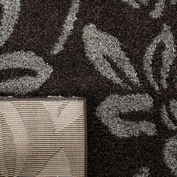 SAFAVIEH Florida Shag Collection Area Rug - 8' x 10', Dark Brown & Grey, Floral Design, Non-Shedding & Easy Care, 1.2-inch Thick Ideal for High Traffic Areas in Living Room, Bedroom (SG456-2880) - Image 7