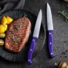 McCook MC27 14 Pieces Stainless Steel kitchen knife set with Wooden Block, Kitchen Scissors and Built-in Sharpener, Purple - Image 7