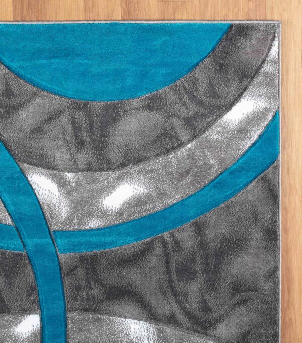 GLORY RUGS Area Rug Modern 5x7 Turquoise Circles Geometry Soft Hand Carved Contemporary Floor Carpet Fluffy Texture for Indoor Living Dining Room and Bedroom Area - Image 5