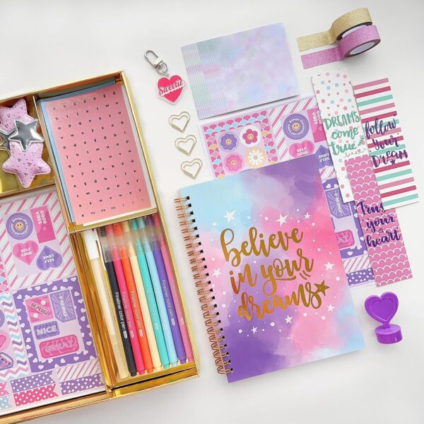 DIY Journal Kit for Girls - DIY Journal Set for Tween & Teen Girls, Stationery Set, Scrapbook & Diary Supplies Set, Journaling Art Crafts Kit, Ideal Gifts for 8 9 10 11 12 13 14 Year Old Girl - Image 6