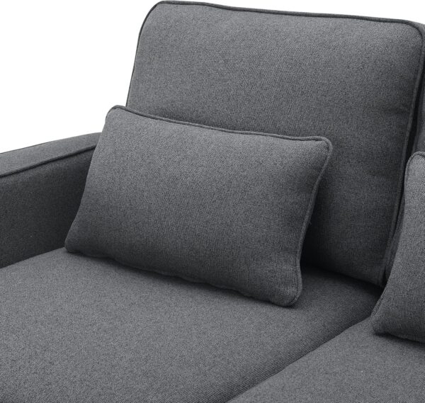 Livavege Upholstered Sectional Sofa with Console, 2 Cup Holders and 2 USB Ports & Wirelessly Charged, Modern Linen Fabric 4-Seat Couch with 4 Pillows for Living Room, Apartment, Office, 114.2inch - Image 6