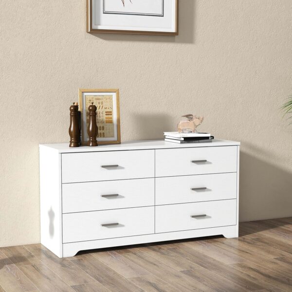 Panana Dresser for Bedroom with 5/6 Drawers, Wooden Chest of Drawers, Storage Organizer Unit Dressers for Bedroom, Living Room, Hallway, Nursery (White, 6 Drawer) - Image 4