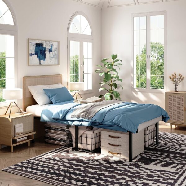 HAAGEEP 20 Inch Tall Platform Bed Frame Queen Size Metal Bedframe No Box Spring Needed Heavy Duty Mattress Frames High - Image 2