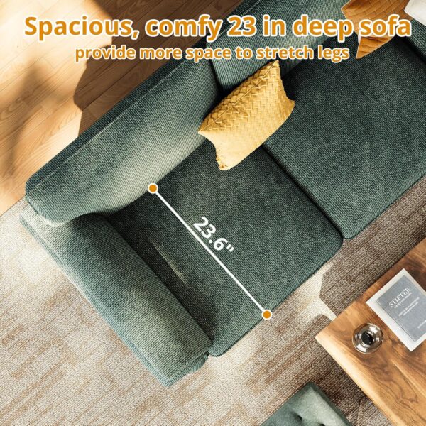 LIKIMIO Sofa 89 Inch, Comfy Sofa Couch with USP Port, Extra Deep Seats Modern 3 Seater Sofa, Couch for Living Room Apartment Lounge, Green Chenille - Image 5