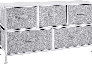 Amazon Basics Extra Wide Fabric 5-Drawer Storage Organizer Unit for Closet, White