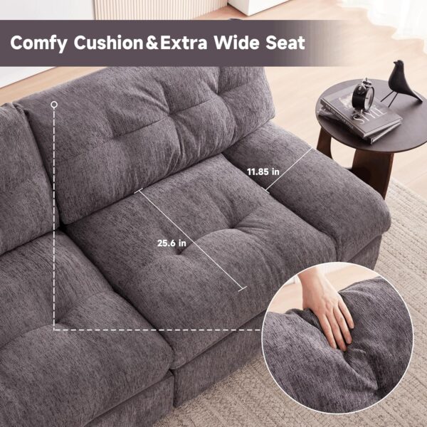 80" Chenille Cloud Deep Seat Overstuffed Couches for Living Room, Cozy Comfy Cloud Sofa with Solid Wood Frame, Modern Loveseat Sofa Couch for Small Spaces, Pillow-Designed Armrest Sleeper Sofa… - Image 3