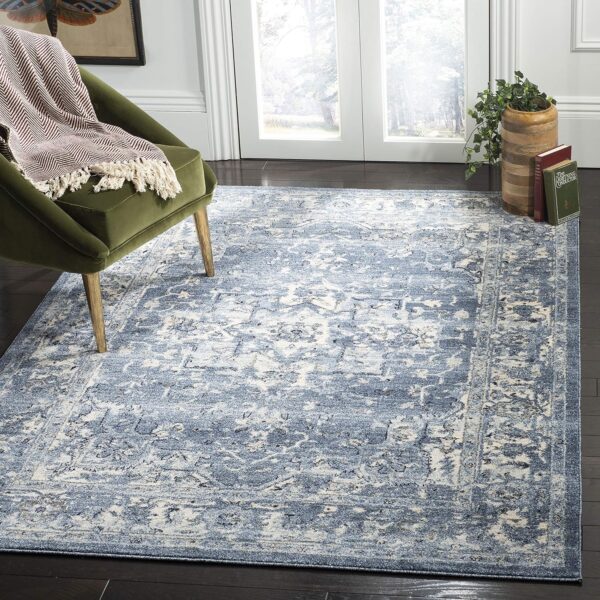 SAFAVIEH Charleston Collection Area Rug - 10' x 14', Navy & Creme, Oriental Distressed Design, Non-Shedding & Easy Care, Ideal for High Traffic Areas in Living Room, Bedroom (CHL411N)