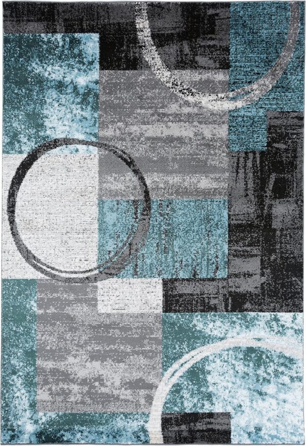 Rugshop Contemporary Abstract Circle Design Soft Area Rug 7'10" x 10'2" Gray - Image 2