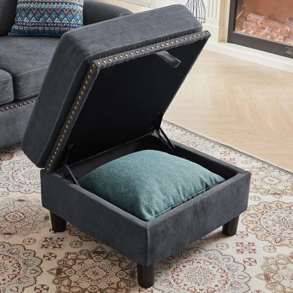 107" Convertible Sectional Sofa with Storage Ottoman, 4 Seat L Shaped Sofa Couch for Living Room - Image 4