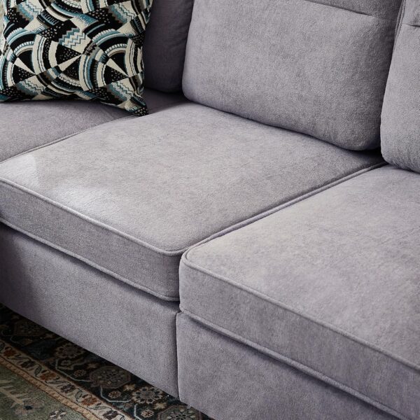 Convertible Sectional Sofa, Modern Microfiber L-Shaped Couch with Ottoman and Storage Pocket, 3 Seat Couches Sofa for Living Room, Apartment and Small Space - Image 6